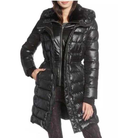 French Connection Faux Fur‎ Hooded Longline Puffer Coat – Size M - Picture 1 of 5